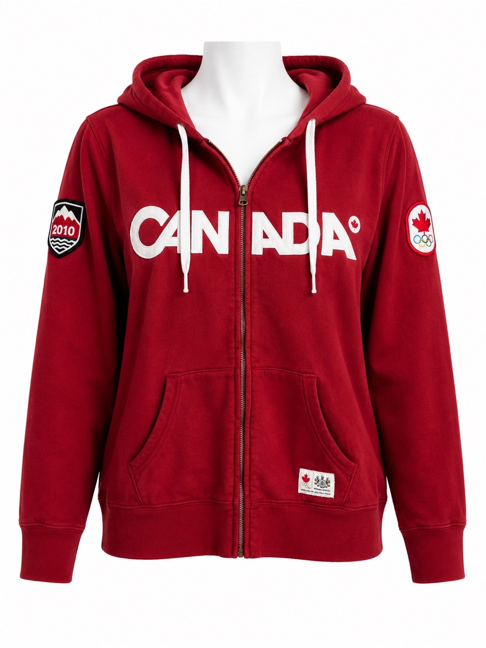 Size L Vintage Hudson’s Bay Canada 2010 Olympic Full Zip Hoodie Red